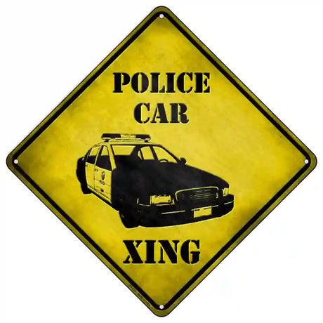 Police Car Xing Novelty Metal Crossing Sign 16.5" (CX)