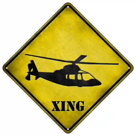 Helicopter Xing Novelty Metal Crossing Sign 16.5" (CX)