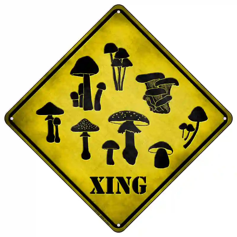 Mushrooms Xing Novelty Metal Crossing Sign 16.5" (CX)