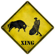 Bullfight Xing Novelty Metal Crossing Sign 16.5" (CX)