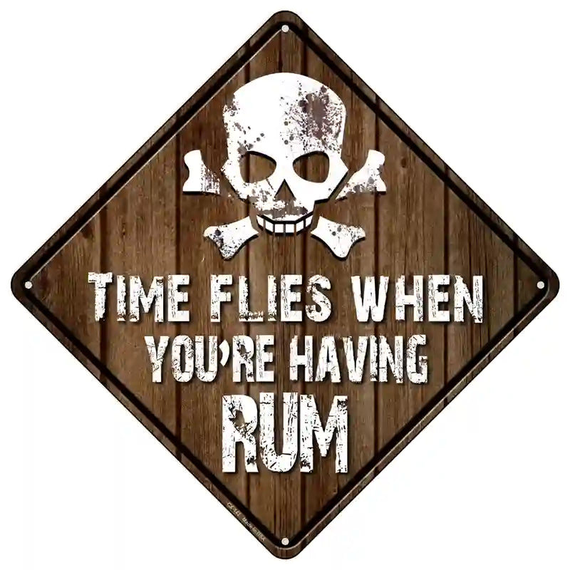 Time Flies Having Rum Novelty Metal Crossing Sign 16.5" (CX)