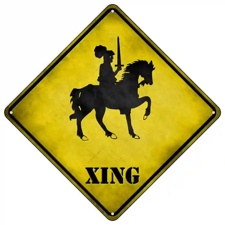 Knight on Horse Xing Novelty Metal Crossing Sign 16.5" (CX)