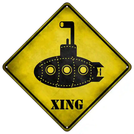 Cartoon Submarine Xing Novelty Metal Crossing Sign 16.5" (CX)