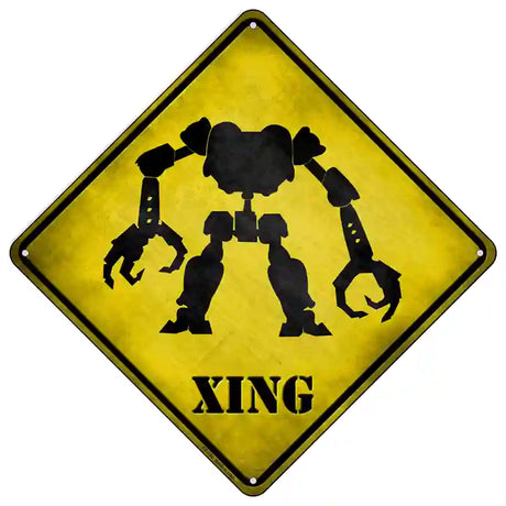 Menacing Robot Xing Novelty Metal Crossing Sign 16.5" (CX)