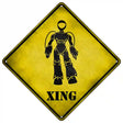 Female Robot Xing Novelty Metal Crossing Sign 16.5" (CX)