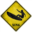 Surfer in Action Xing Novelty Metal Crossing Sign 16.5" (CX)