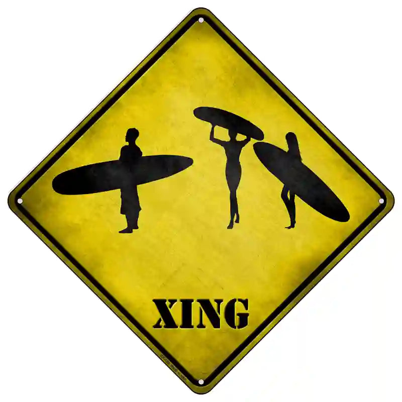 Surfers Xing Novelty Metal Crossing Sign 16.5" (CX)