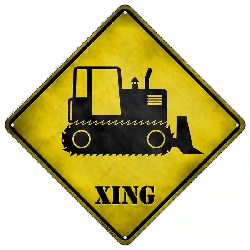 Crawler Tractor Xing Novelty Metal Crossing Sign 16.5" (CX)