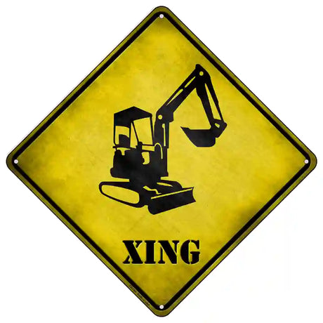 Backhoe Xing Novelty Metal Crossing Sign 16.5" (CX)