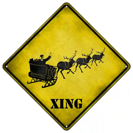 Santa Sleigh Novelty Metal Crossing Sign 16.5" (CX)