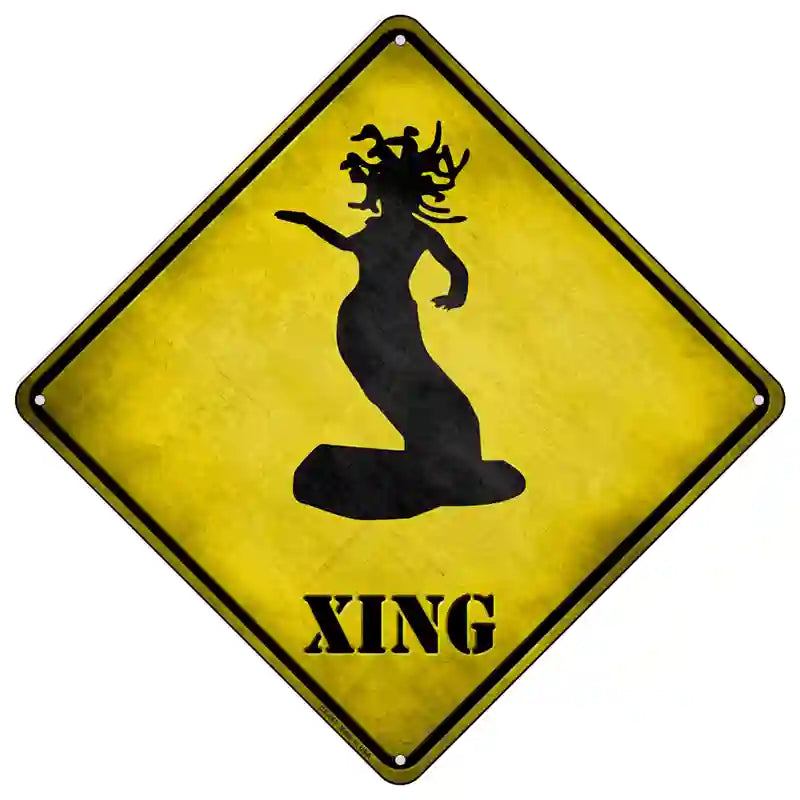 Medusa Xing Novelty Metal Crossing Sign 16.5" (CX)