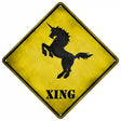 Unicorn Rearing Xing Novelty Metal Crossing Sign 16.5" (CX)