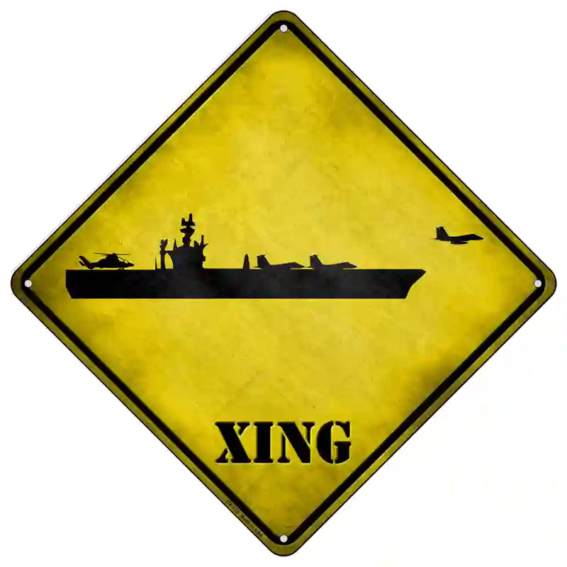 Aircraft Carrier Xing Novelty Metal Crossing Sign 16.5" (CX)