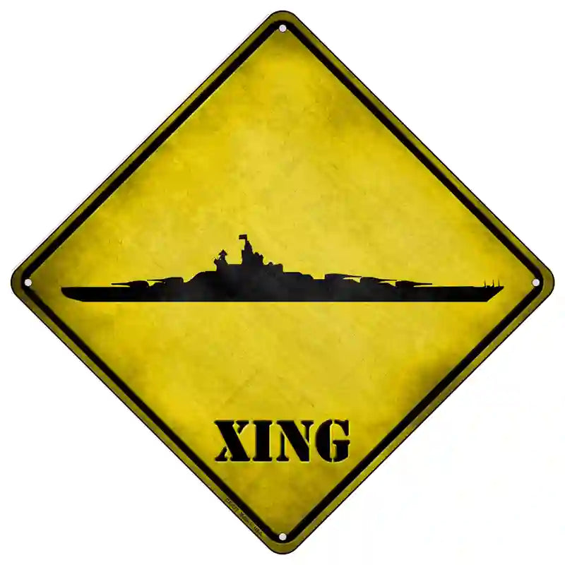 Battleship Xing Novelty Metal Crossing Sign 16.5" (CX)