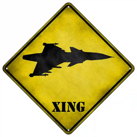 Jet Fighter Xing Novelty Metal Crossing Sign 16.5" (CX)