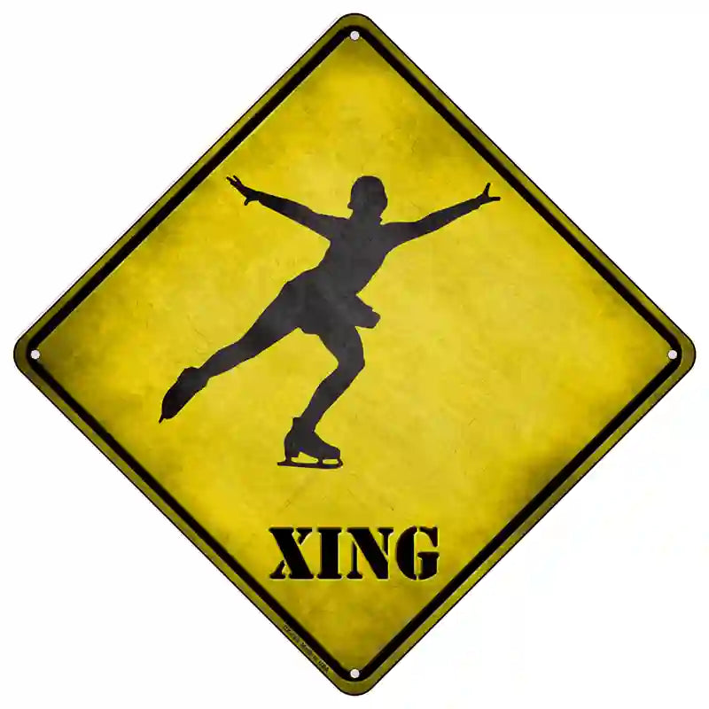 Figure Skater Xing Novelty Metal Crossing Sign 16.5" (CX)