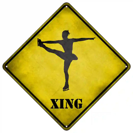 Twirling Figure Skater Xing Novelty Metal Crossing Sign 16.5" (CX)