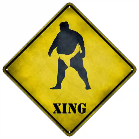 Sumo Wrestler Xing Novelty Metal Crossing Sign 16.5" (CX)