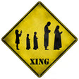 Group Praying Xing Novelty Metal Crossing Sign 16.5" (CX)