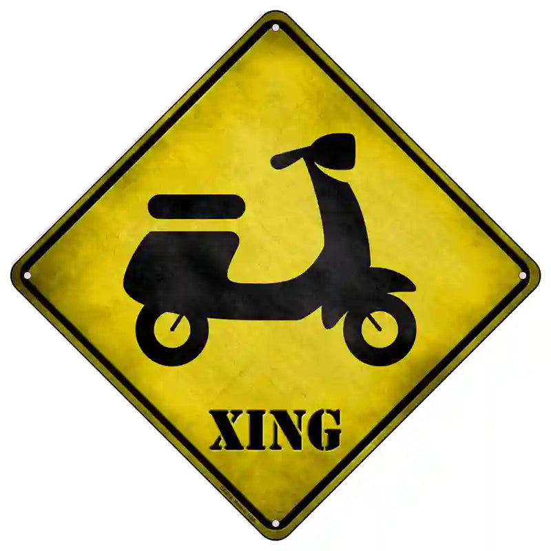 Moped Xing Novelty Metal Crossing Sign 16.5" (CX)