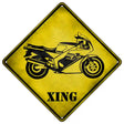 High Speed Motorcycle Xing Novelty Metal Crossing Sign 16.5" (CX)