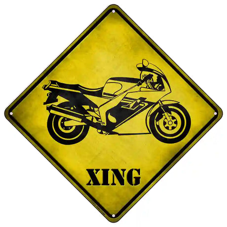 High Speed Motorcycle Xing Novelty Metal Crossing Sign 16.5" (CX)