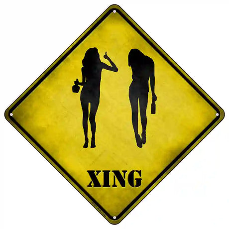 Drunk Women Xing Novelty Metal Crossing Sign 16.5" (CX)