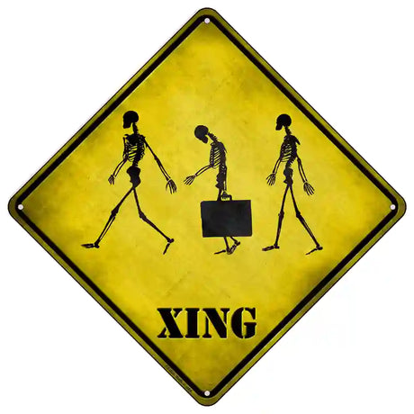 Three Walking Skeleton Xing Novelty Metal Crossing Sign 16.5" (CX)