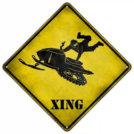 Extreme Snow Mobile Riding Xing Novelty Metal Crossing Sign 16.5" (CX)