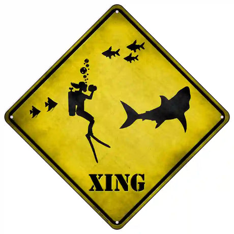 Scuba Diver Xing Novelty Metal Crossing Sign 16.5" (CX)