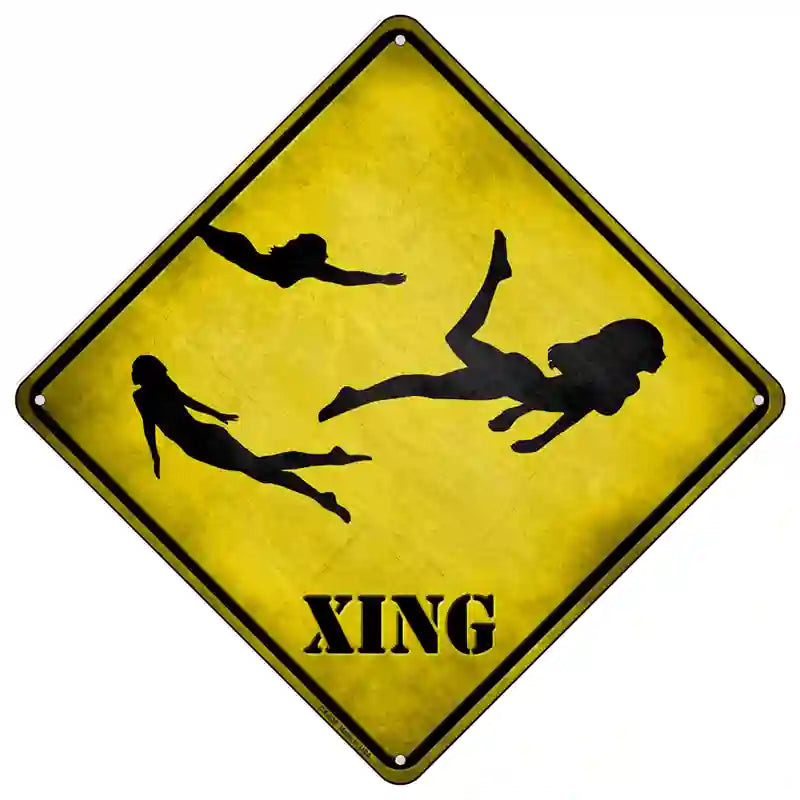 Women Swimming Xing Novelty Metal Crossing Sign 16.5" (CX)