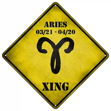 Aries Zodiac Symbol Xing Novelty Metal Crossing Sign 16.5" (CX)