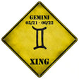 Gemini Zodiac Symbol Xing Novelty Metal Crossing Sign 16.5" (CX)