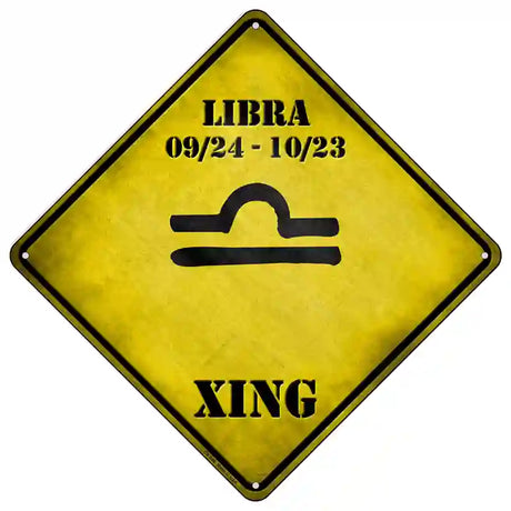 Libra Zodiac Symbol Xing Novelty Metal Crossing Sign 16.5" (CX)