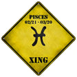 Pisces Zodiac Symbol Xing Novelty Metal Crossing Sign 16.5" (CX)