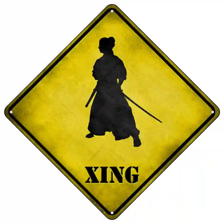 Samurai Standing Alone Xing Novelty Metal Crossing Sign 16.5" (CX)