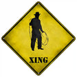 Cowboy With Lasso Xing Novelty Metal Crossing Sign 16.5" (CX)