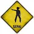 Cowboy With Pistol Xing Novelty Metal Crossing Sign 16.5" (CX)