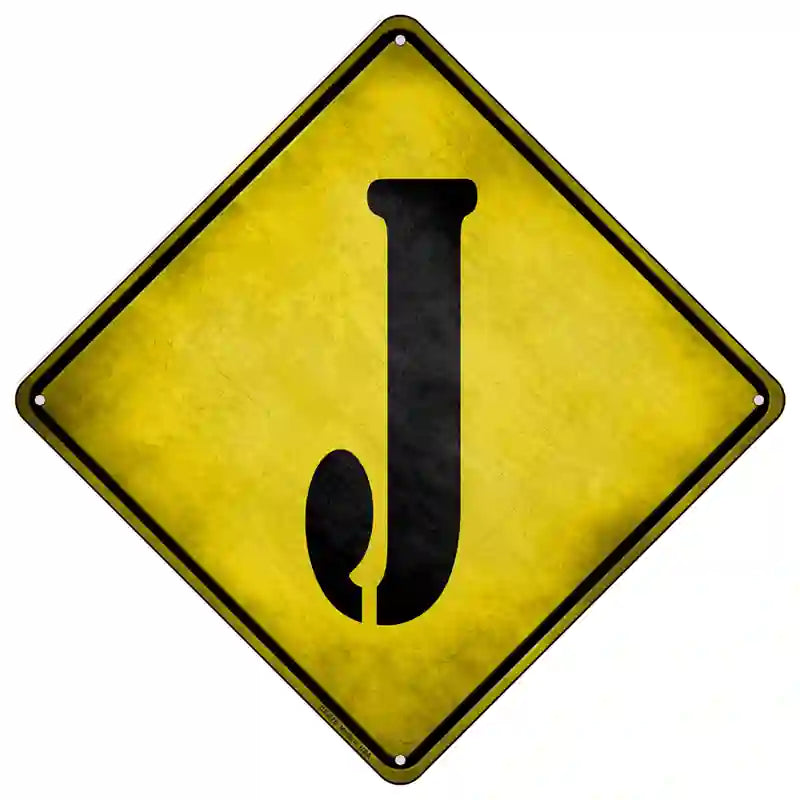 Letter J Xing Novelty Metal Crossing Sign 16.5" (CX)