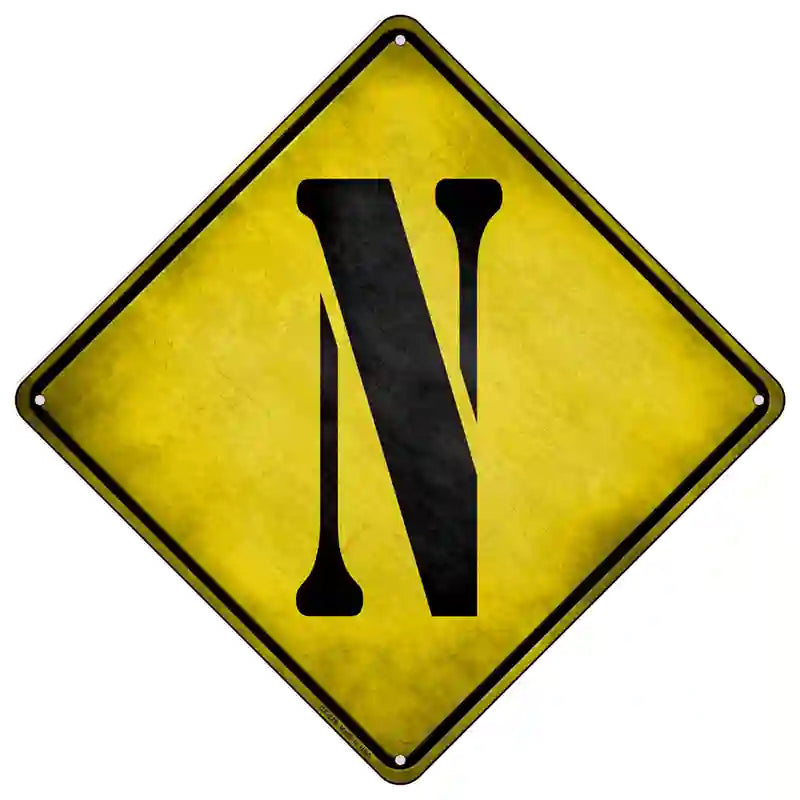 Letter N Xing Novelty Metal Crossing Sign 16.5" (CX)