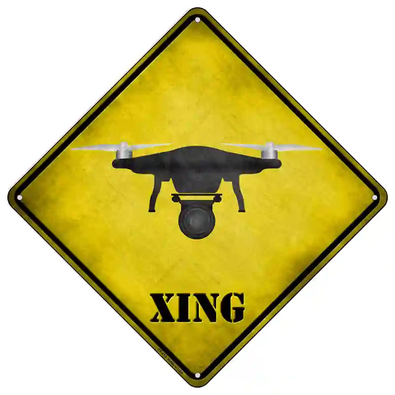 Drone Xing Novelty Metal Crossing Sign 16.5" (CX)