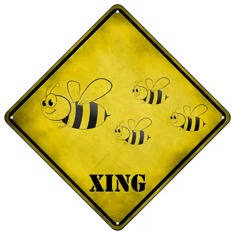 Cartoon Bee Xing Novelty Metal Crossing Sign 16.5" (CX)