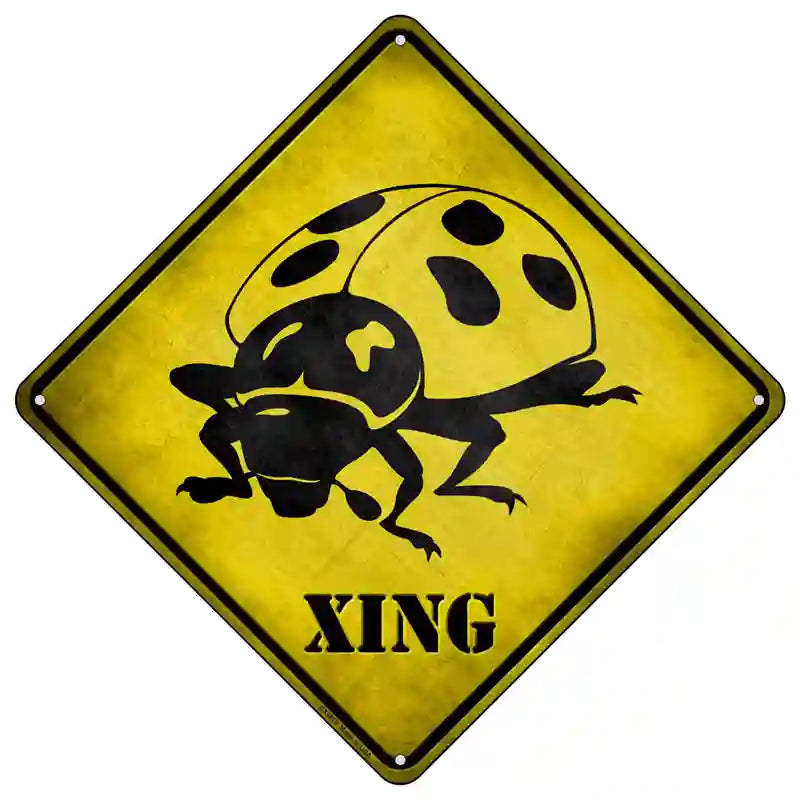 Ladybug Xing Novelty Metal Crossing Sign 16.5" (CX)