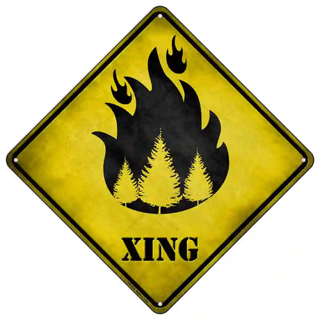 Forest Fire Xing Novelty Metal Crossing Sign 16.5" (CX)