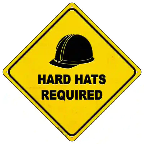 Hard Hats Required Novelty Metal Crossing Sign 16.5" (CX)