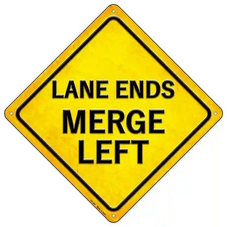 Lane Ends Merge Left Novelty Metal Crossing Sign 16.5" (CX)