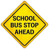 School Bus Stop Ahead Novelty Metal Crossing Sign 16.5" (CX)