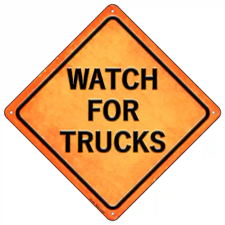 Watch For Trucks Novelty Metal Crossing Sign 16.5" (CX)