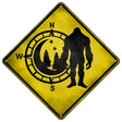 Bigfoot Wilderness Compass Novelty Metal Crossing Sign 16.5" (CX)