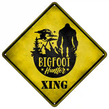 Bigfoot Hunter Xing Novelty Metal Crossing Sign 16.5" (CX)